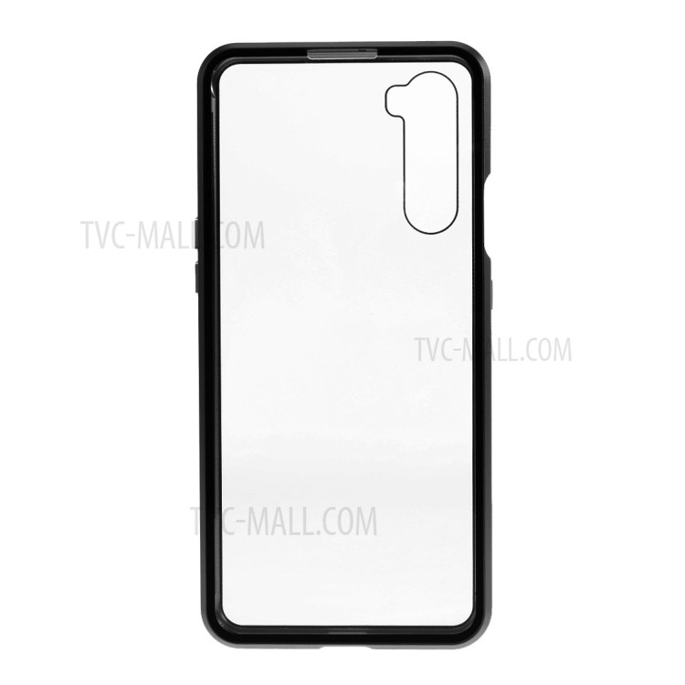 Magnetischer Adsorption Metallrahmen + Beidseitig Gehärtetes Glas Telefonoberteil Für OnePlus Nord - Schwarz-3