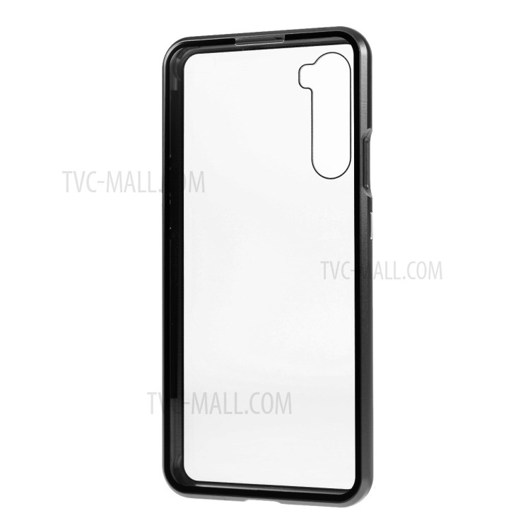 Magnetischer Adsorption Metallrahmen + Beidseitig Gehärtetes Glas Telefonoberteil Für OnePlus Nord - Schwarz-4