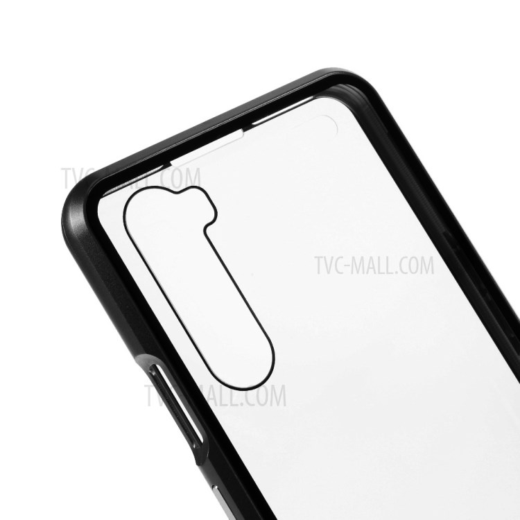 Magnetischer Adsorption Metallrahmen + Beidseitig Gehärtetes Glas Telefonoberteil Für OnePlus Nord - Schwarz-6