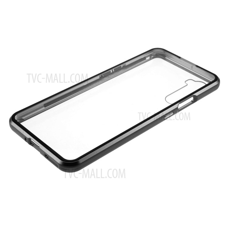 Magnetischer Adsorption Metallrahmen + Beidseitig Gehärtetes Glas Telefonoberteil Für OnePlus Nord - Schwarz-7