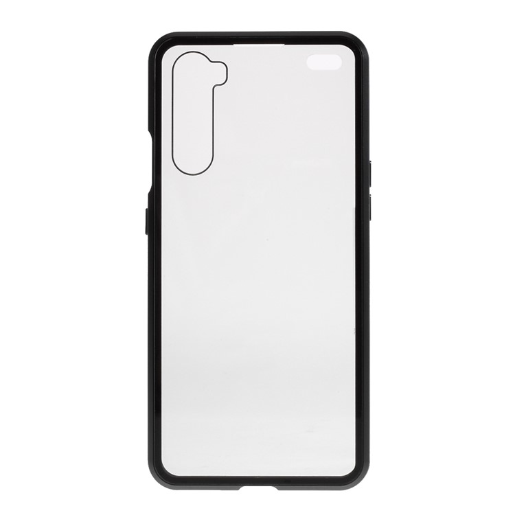 For OnePlus Nord Magnetic Metal Frame + Double-sided Tempered Glass Anti-peep Phone Case - Black-5