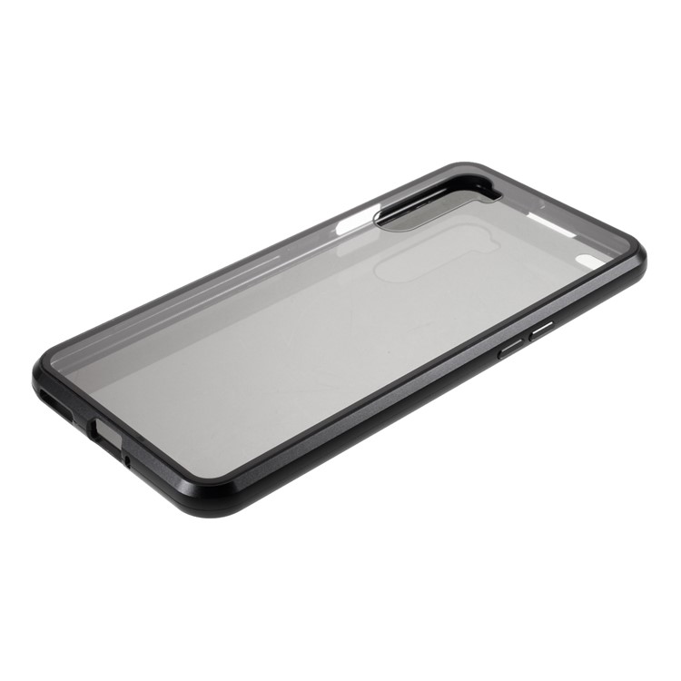 For OnePlus Nord Magnetic Metal Frame + Double-sided Tempered Glass Anti-peep Phone Case - Black-9
