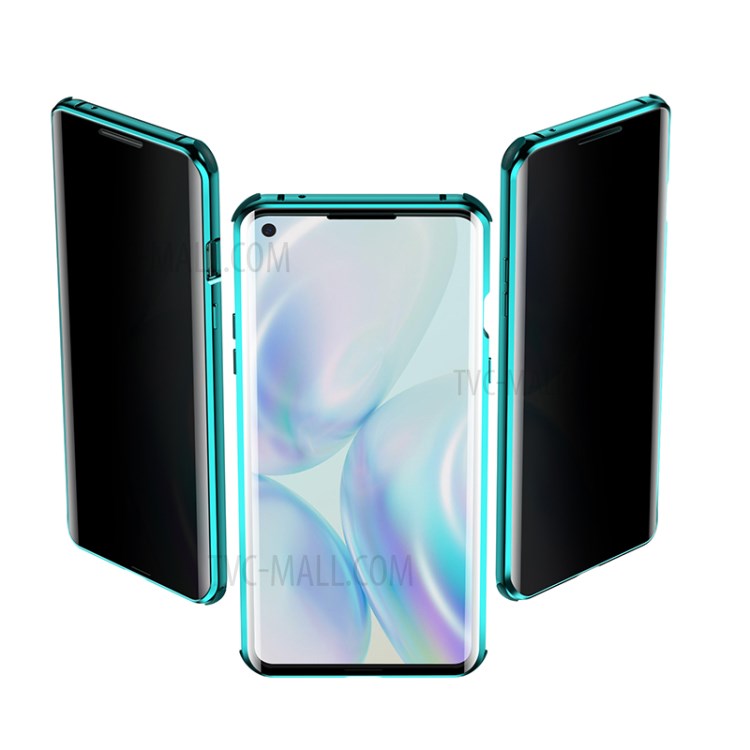 Anti-peep Anti-drop Magnetic Installation Metal Frame + Tempered Glass Hybrid Cover for OnePlus 8 Pro - Green-4