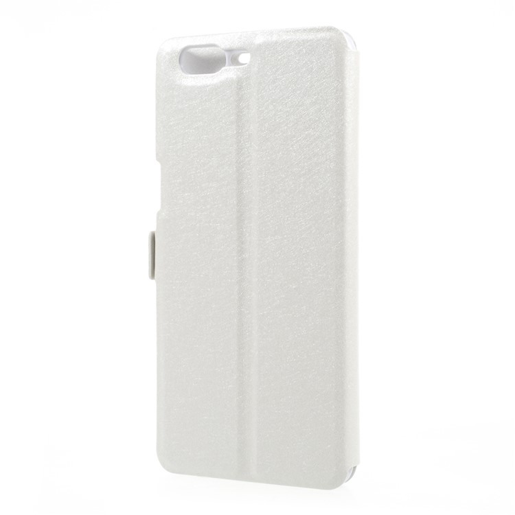 Silk Texture Dual Window PU Leather Mobile Casing for OnePlus 5 - White-2