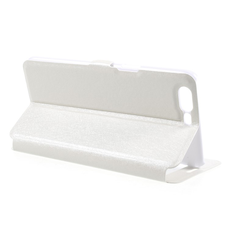 Silk Texture Dual Window PU Leather Mobile Casing for OnePlus 5 - White-4