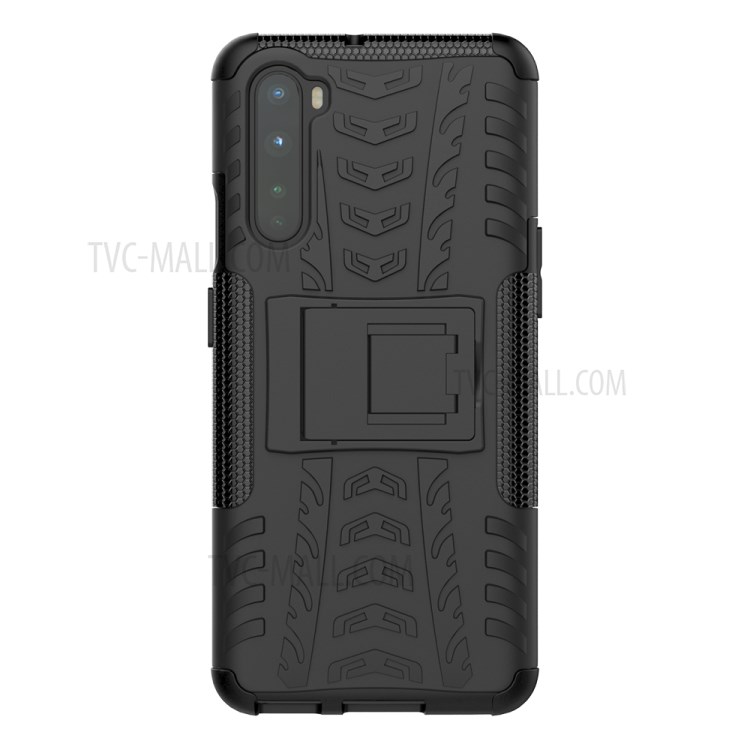 With Kickstand Cover Cool Tyre PC + TPU Combo Case for OnePlus Nord - Black-4