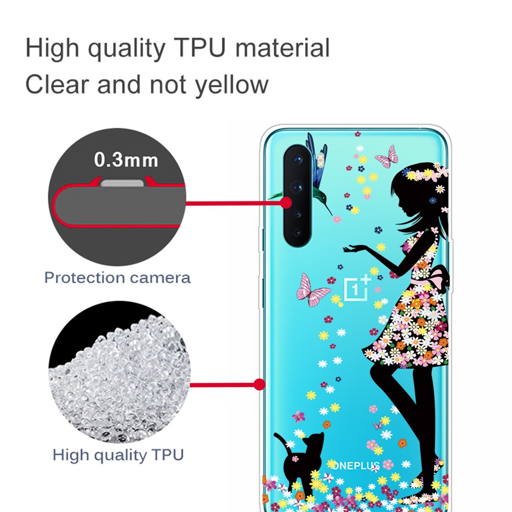 Pattern Printing TPU Protective Back Case for OnePlus Nord - Beautiful Girl-3