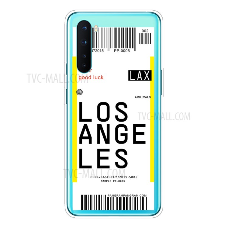 Boarding Pass City Bar Code Pattern TPU Shell for OnePlus Nord - LOSANGELES-1