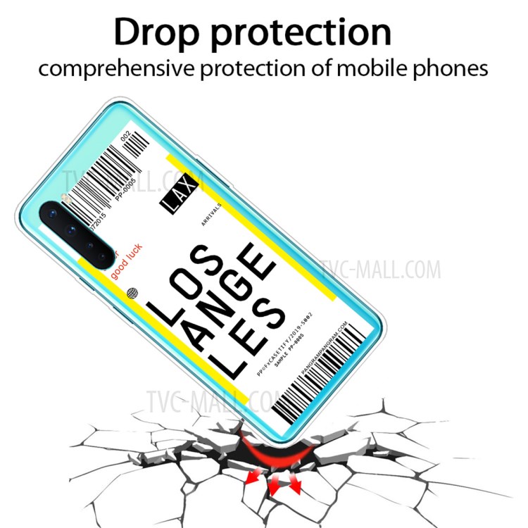 Boarding Pass City Bar Code Pattern TPU Shell for OnePlus Nord - LOSANGELES-2