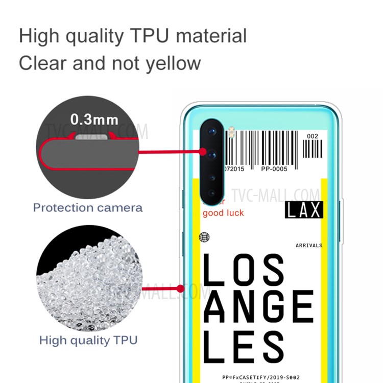 Boarding Pass City Bar Code Pattern TPU Shell for OnePlus Nord - LOSANGELES-3