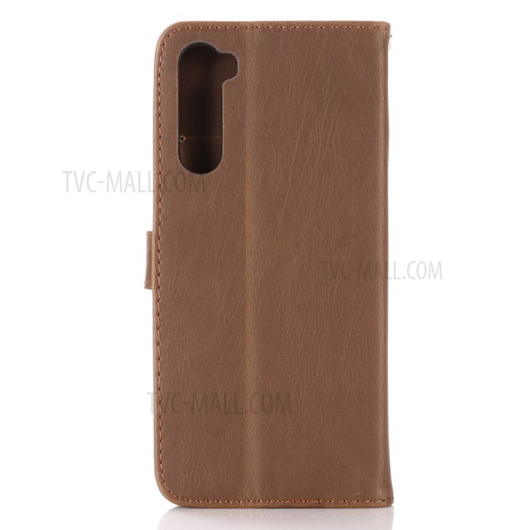 Retro Crazy Horse Skin Leather with Wallet Cover for OnePlus Nord - Coffee-2