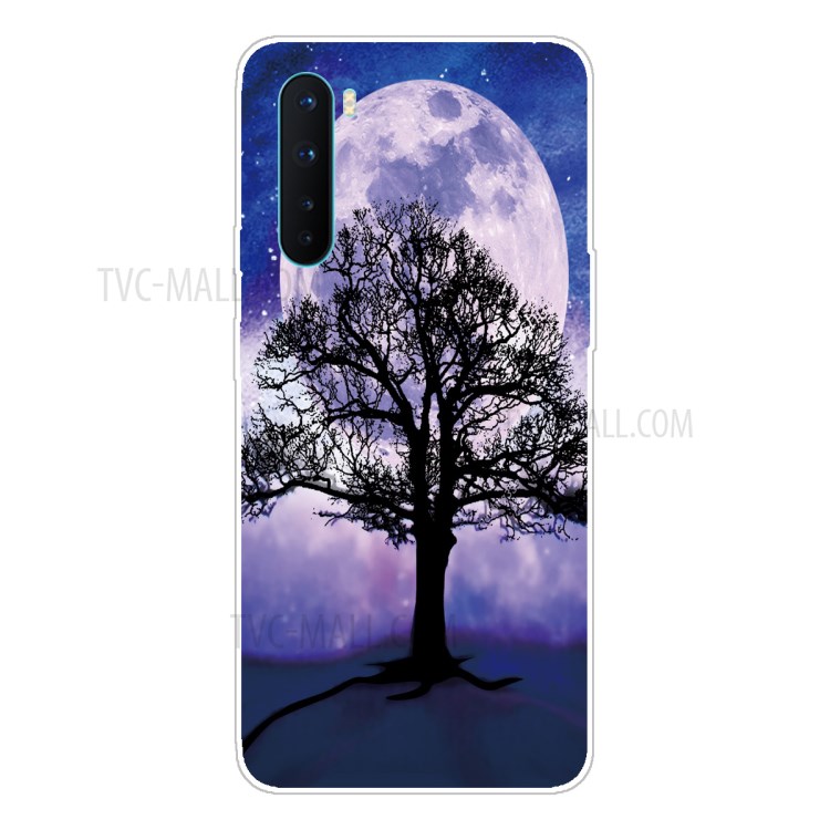 Pattern Printing Case for OnePlus Nord Soft TPU Phone Shell - Tree and Moon-1