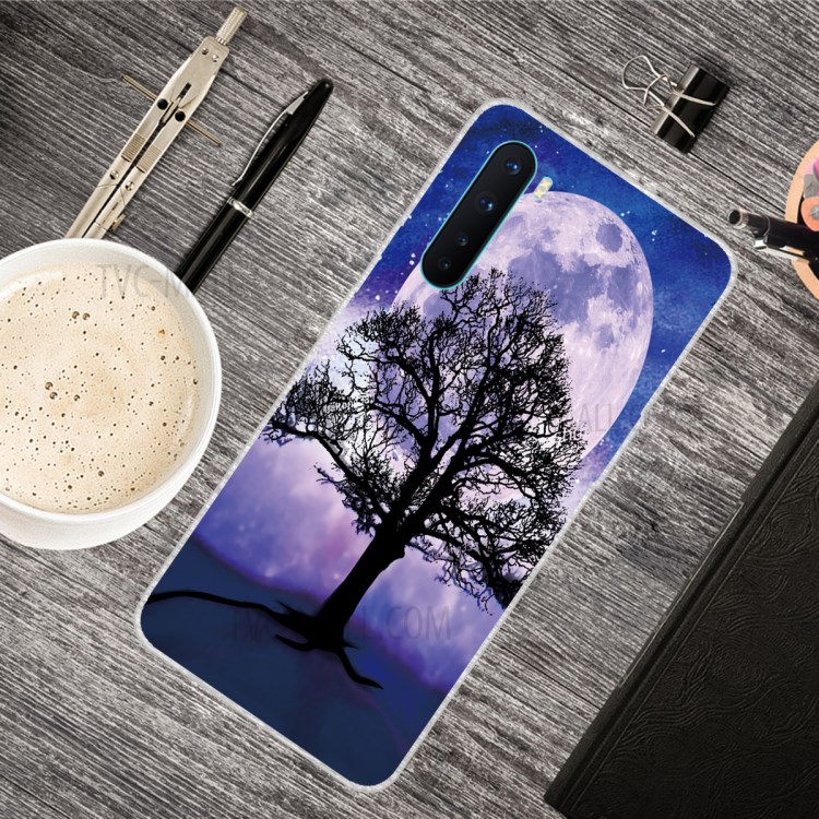 Pattern Printing Case for OnePlus Nord Soft TPU Phone Shell - Tree and Moon-2