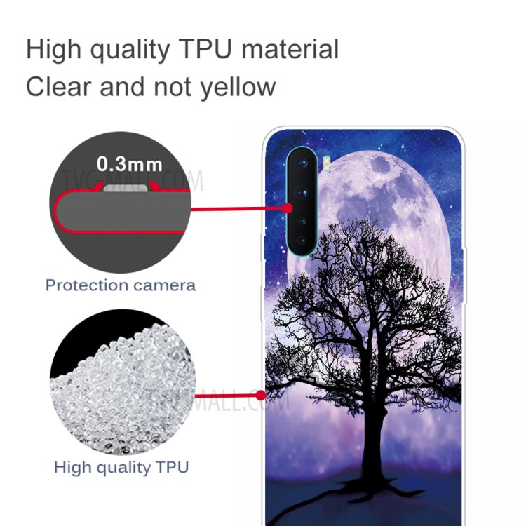 Pattern Printing Case for OnePlus Nord Soft TPU Phone Shell - Tree and Moon-3