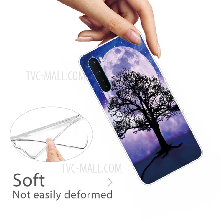 Pattern Printing Case for OnePlus Nord Soft TPU Phone Shell - Tree and Moon-4
