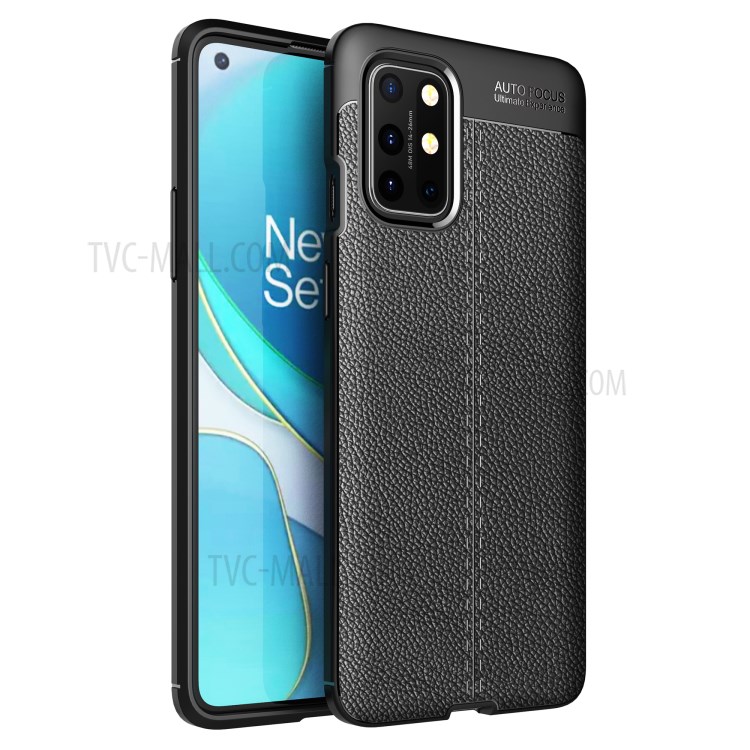 Litchi Texture Soft TPU Back Shell Pour un Boîtier OnePlus 8T - le Noir