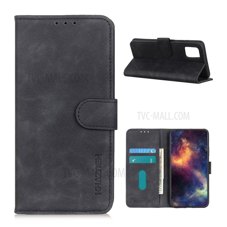 KHAZNEH Phone Cover for OnePlus 8T Retro Flip Leather Wallet Shell - Black-1