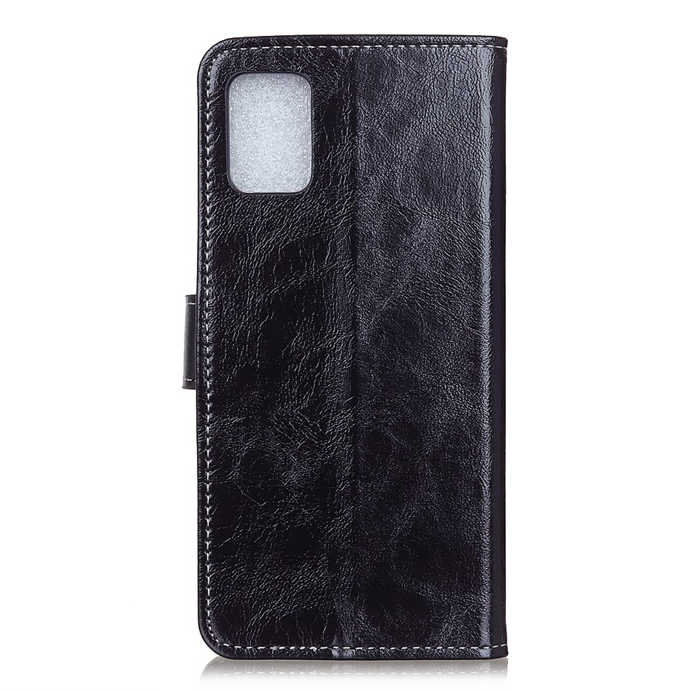 Leather Cover for OnePlus 8T Cover Crazy Horse Texture Wallet Stand Shell - Black-2