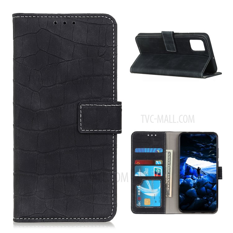 Crocodile Texture Wallet Stand Flip Leather Case for OnePlus 8T - Black-1