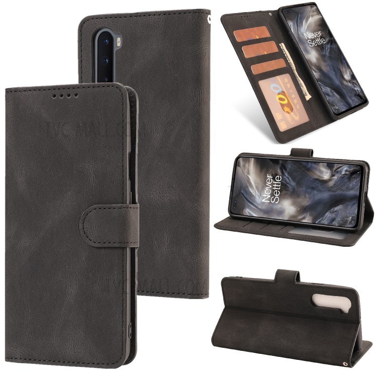 Matte TPU + PU Leather Phone Protective Shell for OnePlus Nord - Black-1