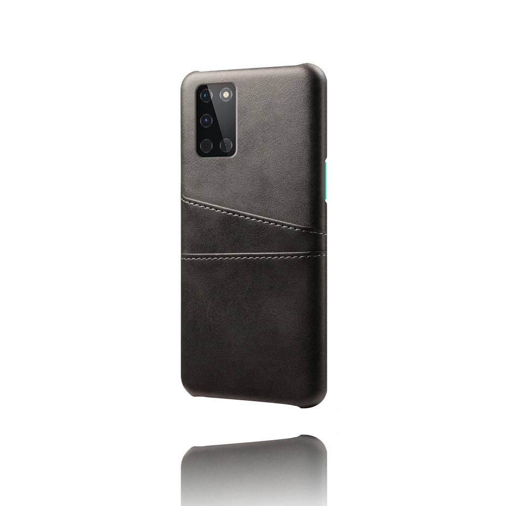 KSQ Double Card Slots PU Leather Coated Hard PC Mobile Phone Cover for OnePlus 8T - Black-3