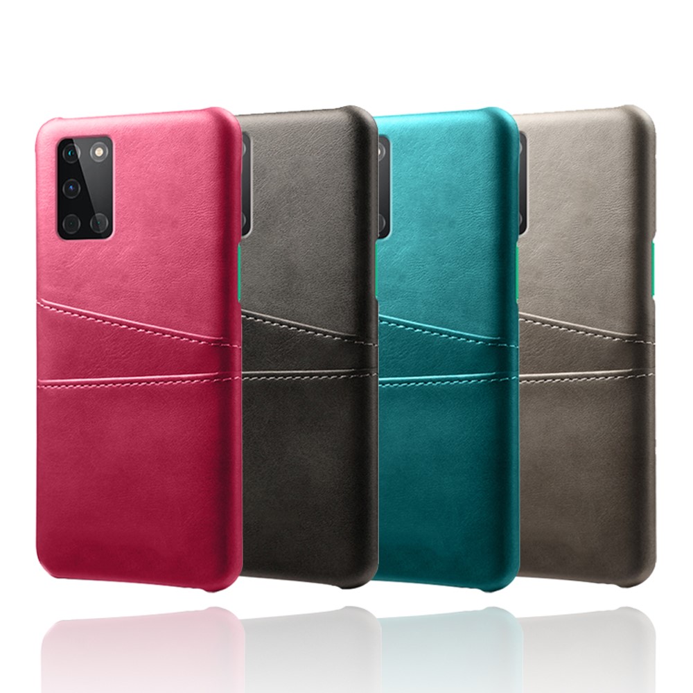 KSQ Double Card Slots PU Leather Coated Hard PC Mobile Phone Cover for OnePlus 8T - Black-6