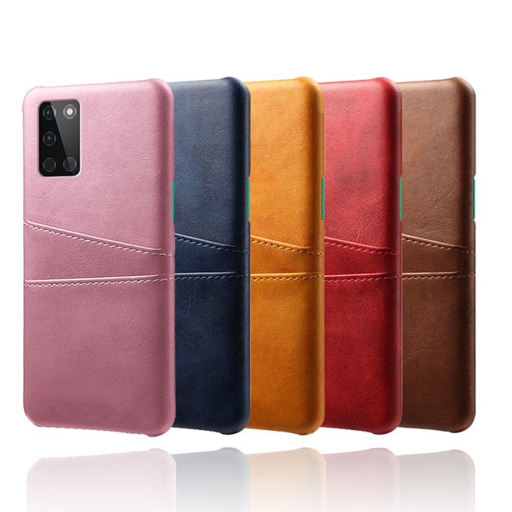 KSQ Double Card Slots PU Leather Coated Hard PC Mobile Phone Cover for OnePlus 8T - Black-7