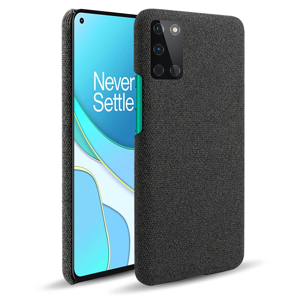Cloth Coated Hard Plastic Mobile Phone Casing Shell for OnePlus 8T - Light Black-1
