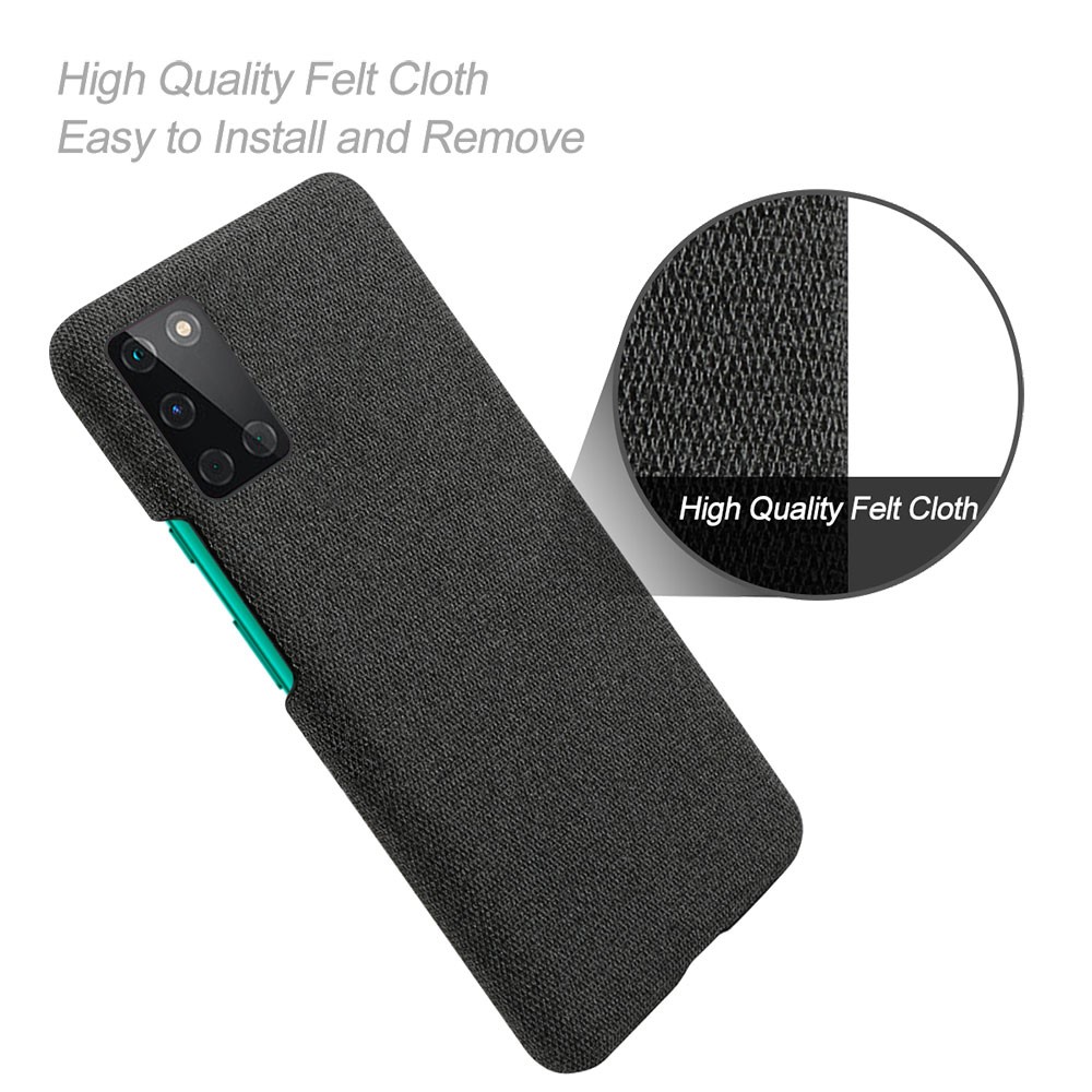 Cloth Coated Hard Plastic Mobile Phone Casing Shell for OnePlus 8T - Light Black-4