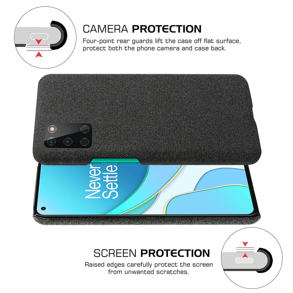 Cloth Coated Hard Plastic Mobile Phone Casing Shell for OnePlus 8T - Light Black-5