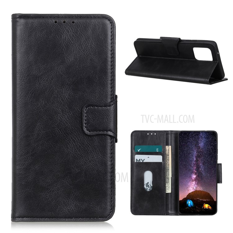 Crazy Horse Wallet Stand Leather Shell for OnePlus 8T - Black-1