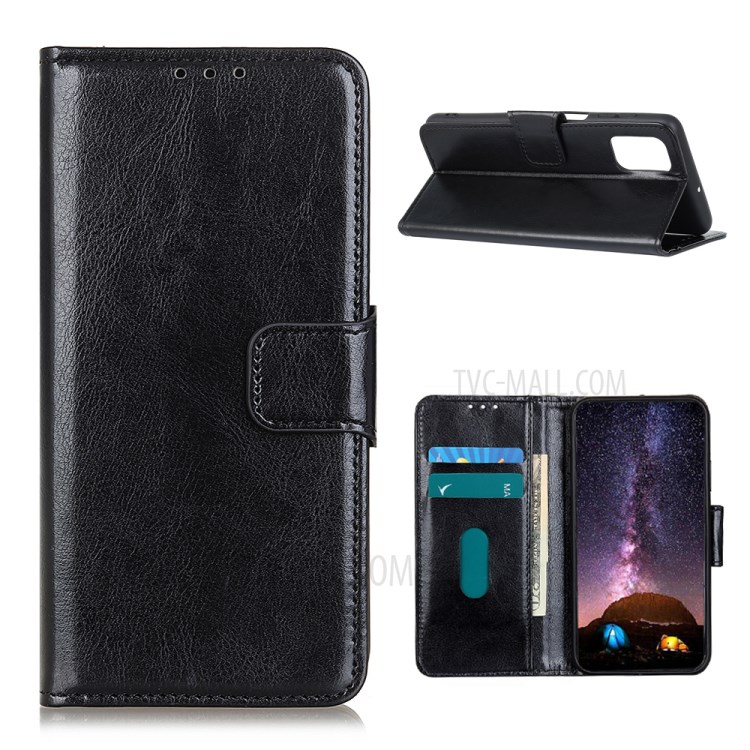 Crazy Horse Wallet Leather Mobile Phone Case for OnePlus 8T - Black-1