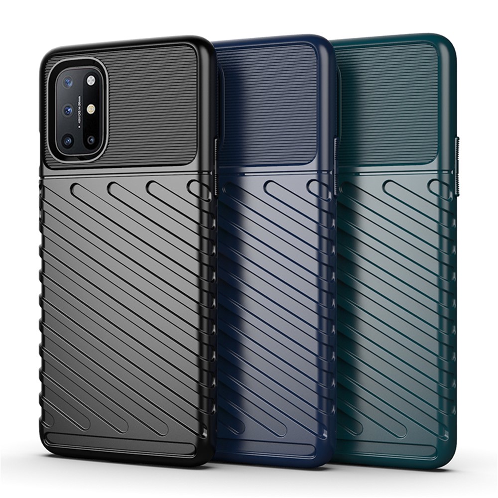Thunder Series Twill Texture Soft TPU Protector Case for OnePlus 8T - Black-3