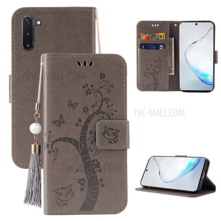 Imprint Lucky Tree Leather Case с Кисточником Lanyard Для OnePlus Nord - Серый