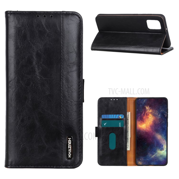 KHAZNEH TPU + PU Leather Wallet Phone Cover Shell for OnePlus 8T - Black-1