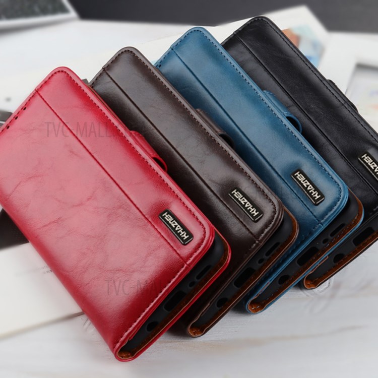 KHAZNEH TPU + PU Leather Wallet Phone Cover Shell for OnePlus 8T - Black-9