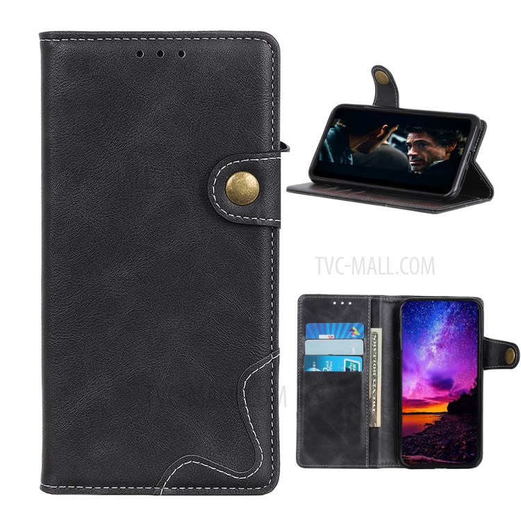 S Shape Decor Leather Phone Cover Shell for OnePlus 8T - Black-1
