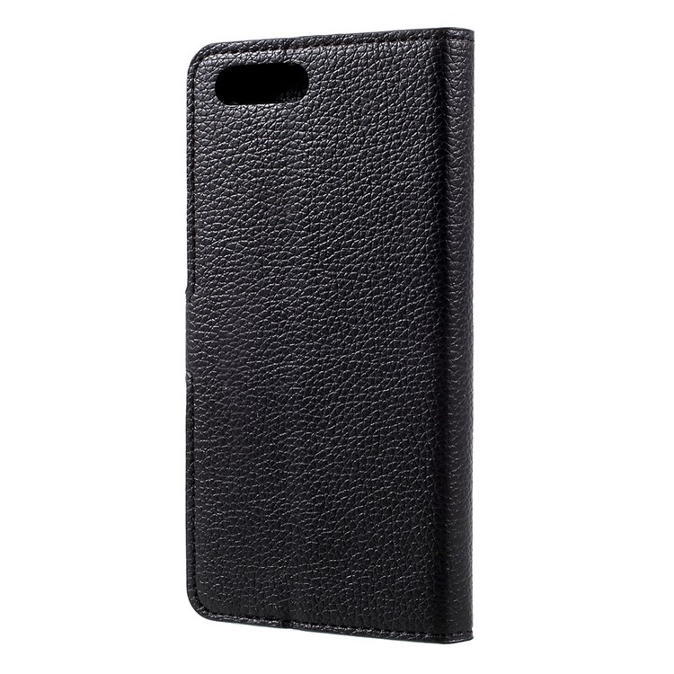 Etui porte-monnaie en cuir Folio Flip Litchi pour OnePlus 5 - Noir-2