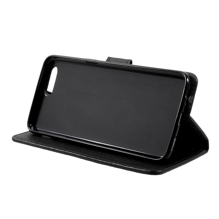 Etui porte-monnaie en cuir Folio Flip Litchi pour OnePlus 5 - Noir-3