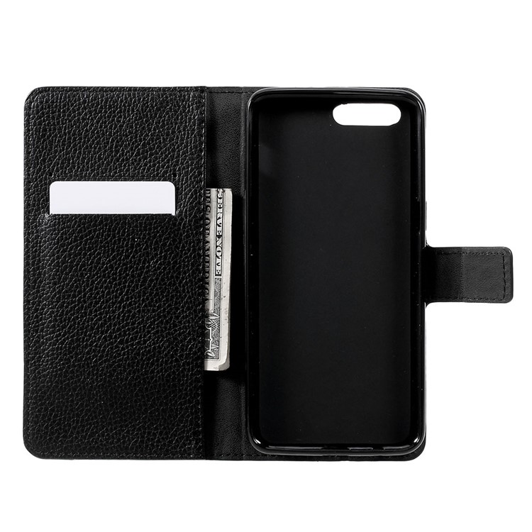 Etui porte-monnaie en cuir Folio Flip Litchi pour OnePlus 5 - Noir-5