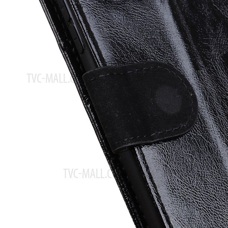 Double Line Crazy Horse Skin Split Leather Phone Cover Shell for OnePlus 8T - Black-10