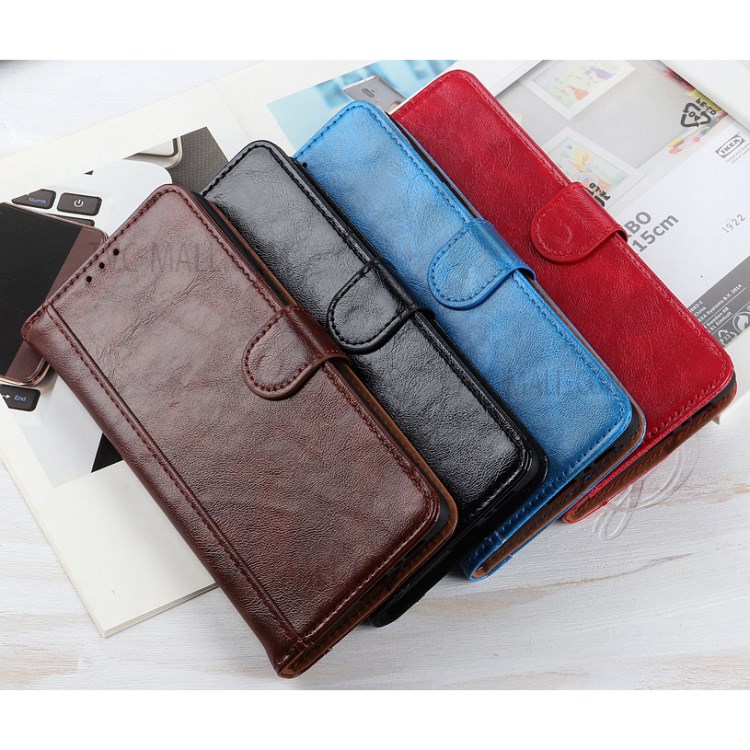 Double Line Crazy Horse Skin Split Leather Phone Cover Shell for OnePlus 8T - Black-11