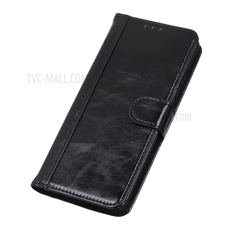 Double Line Crazy Horse Skin Split Leather Phone Cover Shell for OnePlus 8T - Black-3