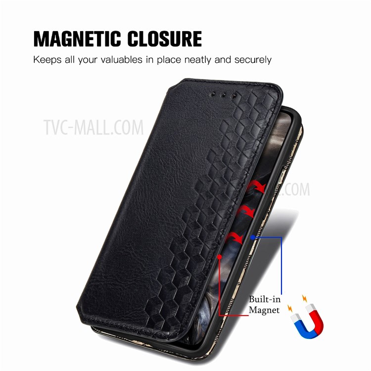 Auto-Absorbed Diamond Effect Fashionable Leather Phone Cover Case for OnePlus Nord - Black-10