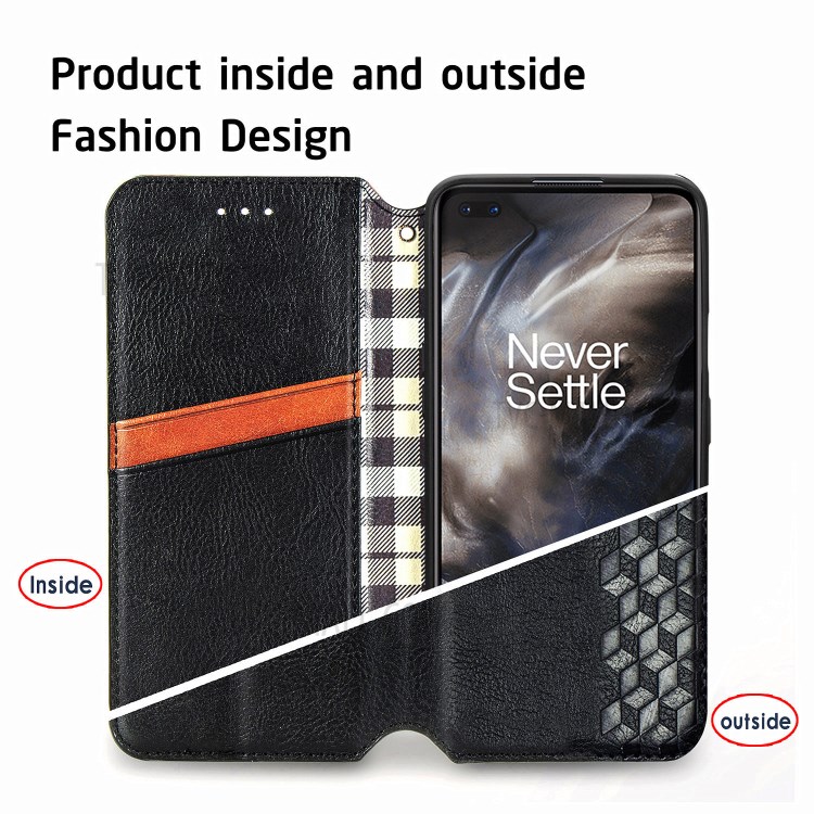 Auto-Absorbed Diamond Effect Fashionable Leather Phone Cover Case for OnePlus Nord - Black-11
