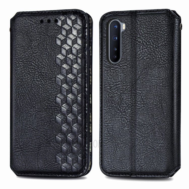 Auto-Absorbed Diamond Effect Fashionable Leather Phone Cover Case for OnePlus Nord - Black-2