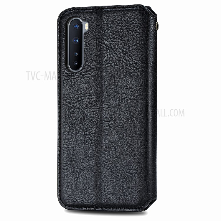 Auto-Absorbed Diamond Effect Fashionable Leather Phone Cover Case for OnePlus Nord - Black-4