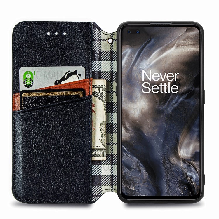 Auto-Absorbed Diamond Effect Fashionable Leather Phone Cover Case for OnePlus Nord - Black-5