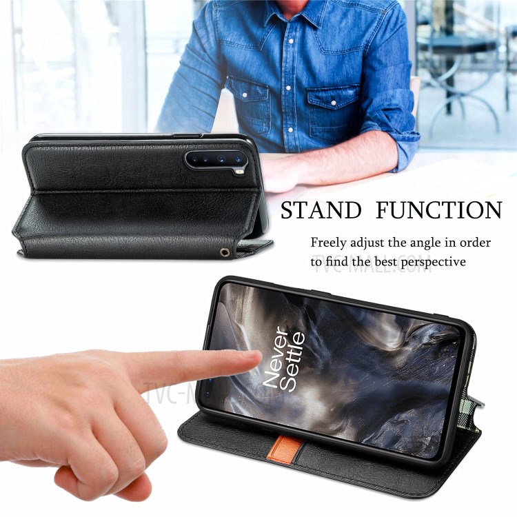 Auto-Absorbed Diamond Effect Fashionable Leather Phone Cover Case for OnePlus Nord - Black-8