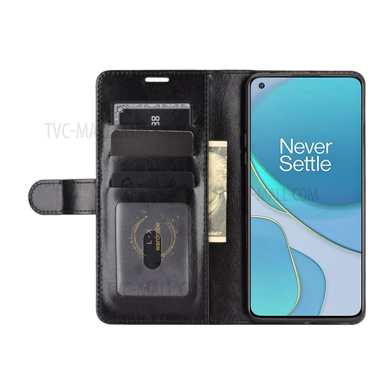 Crazy Horse Texture Leather Wallet Cell Phone Protective Case for OnePlus 8T - Black-5